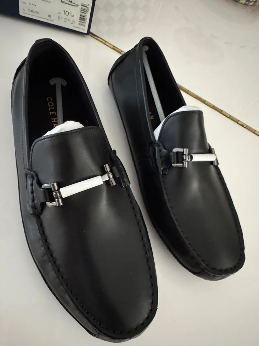 Cole Haan Black Leather Wyatt Bit Driver Loafers